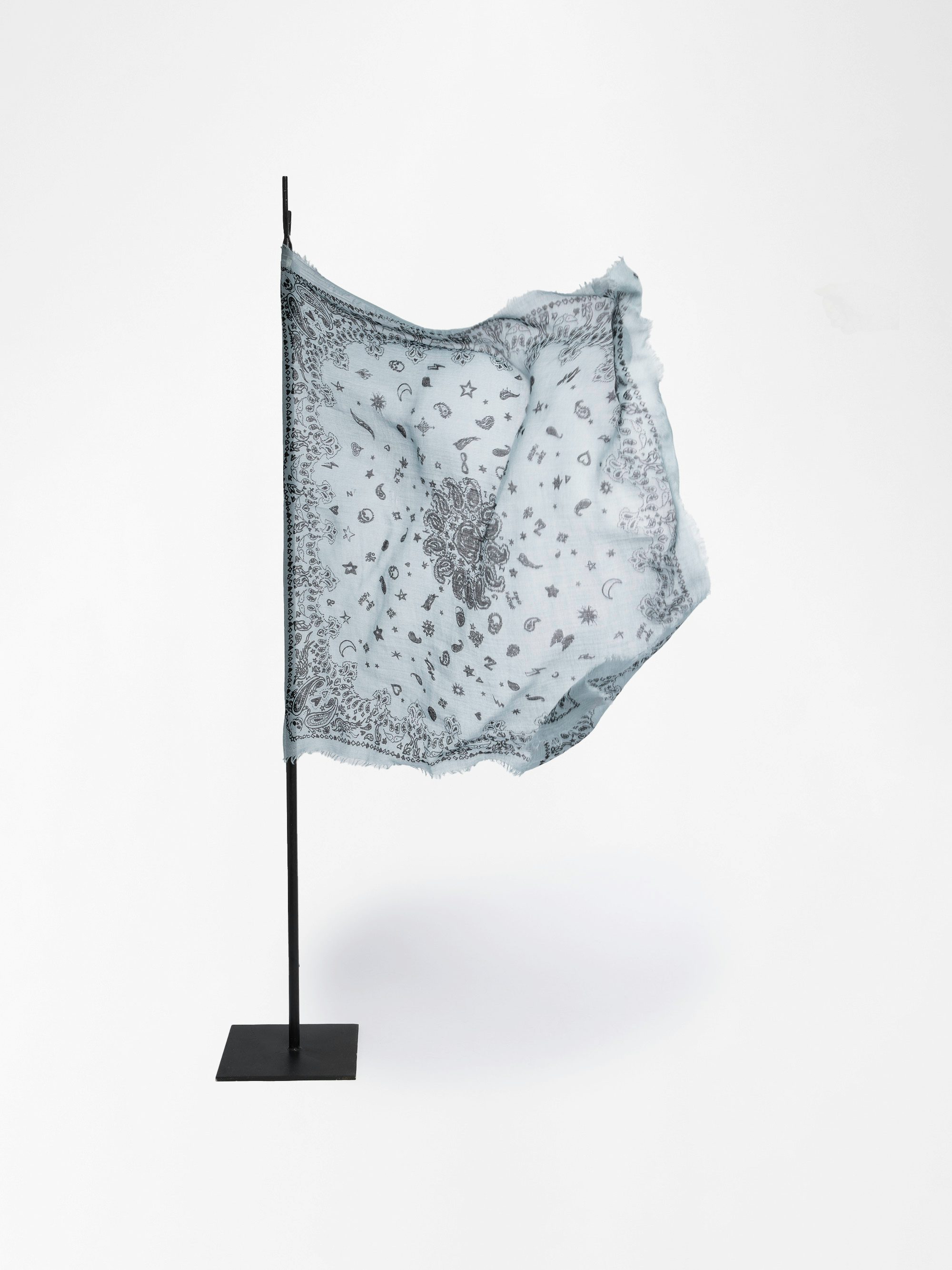 Nuage Bandana Scarf - Feather cashmere scarf with bandana print.